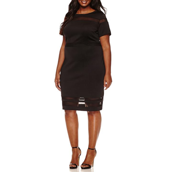 Boutique + Mesh Insert Bodycon Dress-plus