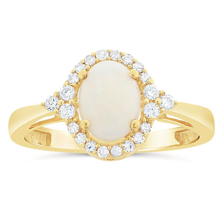 Womens 1/5 Ct. T.w. White Opal 10k Gold Cocktail Ring