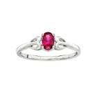 Womens Red Ruby Sterling Silver Delicate Ring