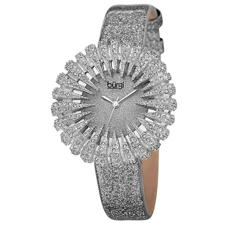 Burgi Womens Silver Tone Strap Watch-b-112gy