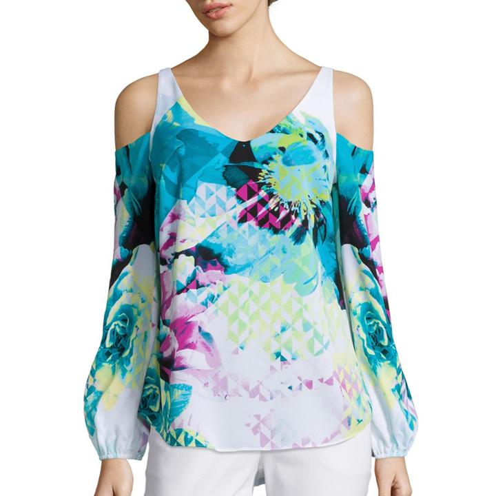 Worthington Long-sleeve Cold Shoulder Blouse