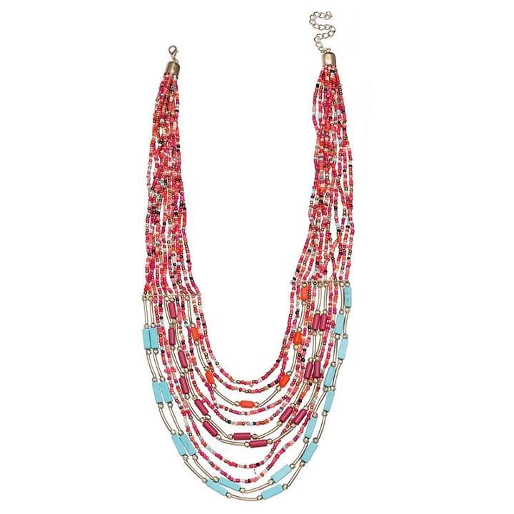 Mixit Clr 0418 Turq Muti Beaded Necklace