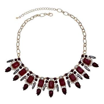 Mixit Red Stone & Crystal Teardrop Statement Necklace