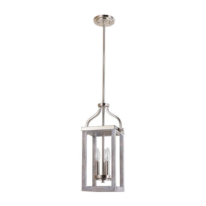 Eglo Montrose 3-light 9 Inch Acacia Wood And Brushed Nickel Foyer Pendant Ceiling Light