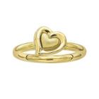 Personally Stackable 18k Yellow Gold Over Sterling Silver 2-heart Ring