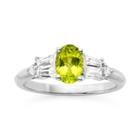 Genuine Peridot & Lab-created White Sapphire Sterling Silver 3-stone Ring