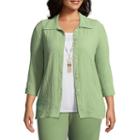 Alfred Dunner Parrot Cay Bubble Gauze Layered Blouse - Plus