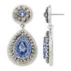 Monet Blue Glass & Marcasite Teardrop Earrings