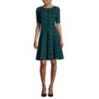 Danny & Nicole Elbow-sleeve Scroll Fit-and-flare Dress