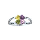 Personalized Engraved Simulated Birthstone Hearts Ring