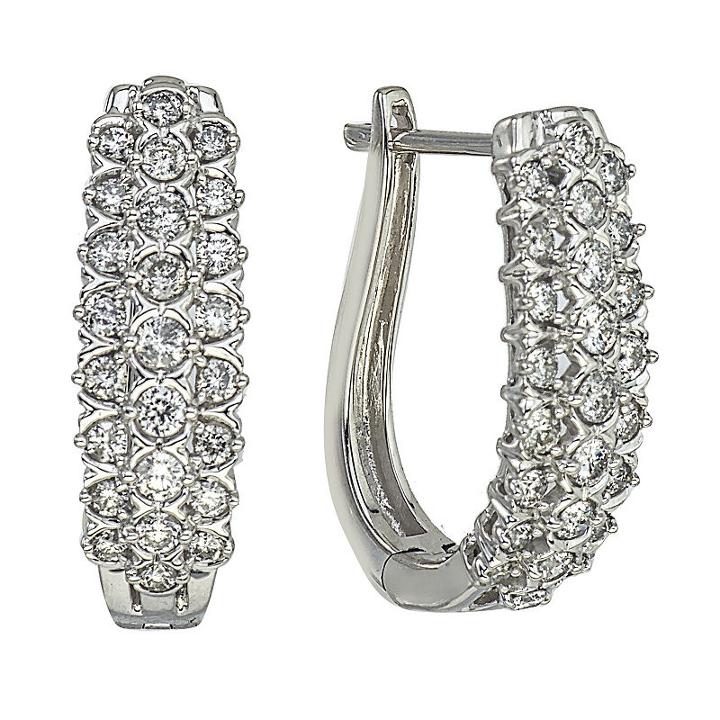 1 Ct. T.w. Genuine White Diamond 14k Gold Hoop Earrings