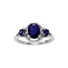 Color-enhanced Blue Sapphire And Genuine White Topaz Sterling Silver Ring