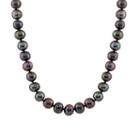 Splendid Pearls Womens 8mm Black Cultured Freshwater Pearls 14k Gold Strand Necklace