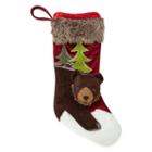 North Pole Trading Co. Winter Lodge 3d Bear Christmas Stocking