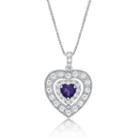 Womens Genuine Purple Amethyst Heart Pendant Necklace