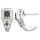 1/10 Ct. T.w. White & Color-enhanced Blue Diamond Earrings