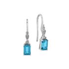 Genuine Blue Topaz And Diamond-accent 14k White Gold Drop Earrings