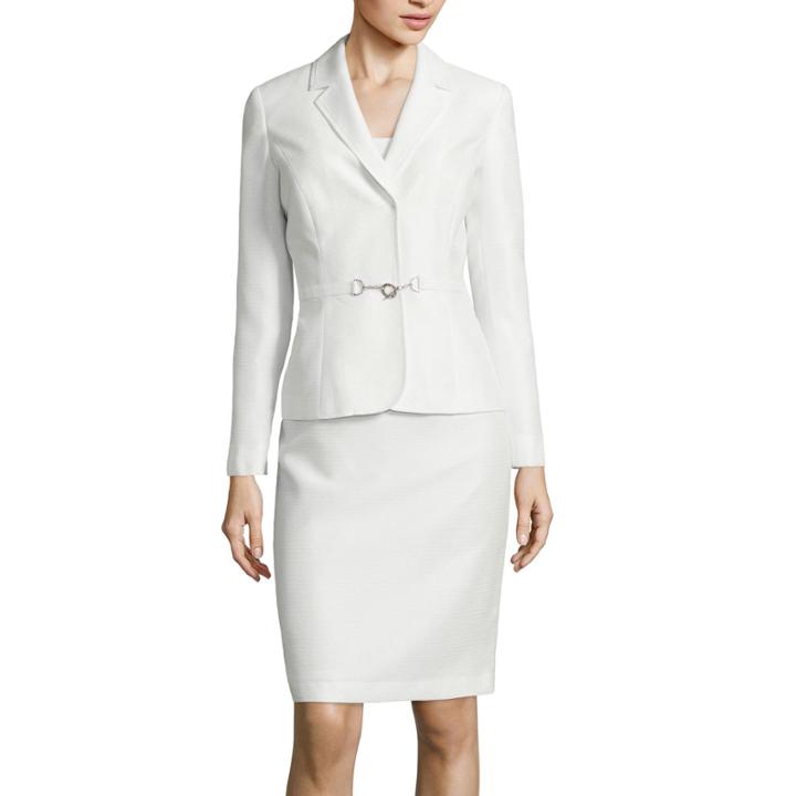 Isabella Long-sleeve Belted Notch Collar Jacket With Skirt Suit