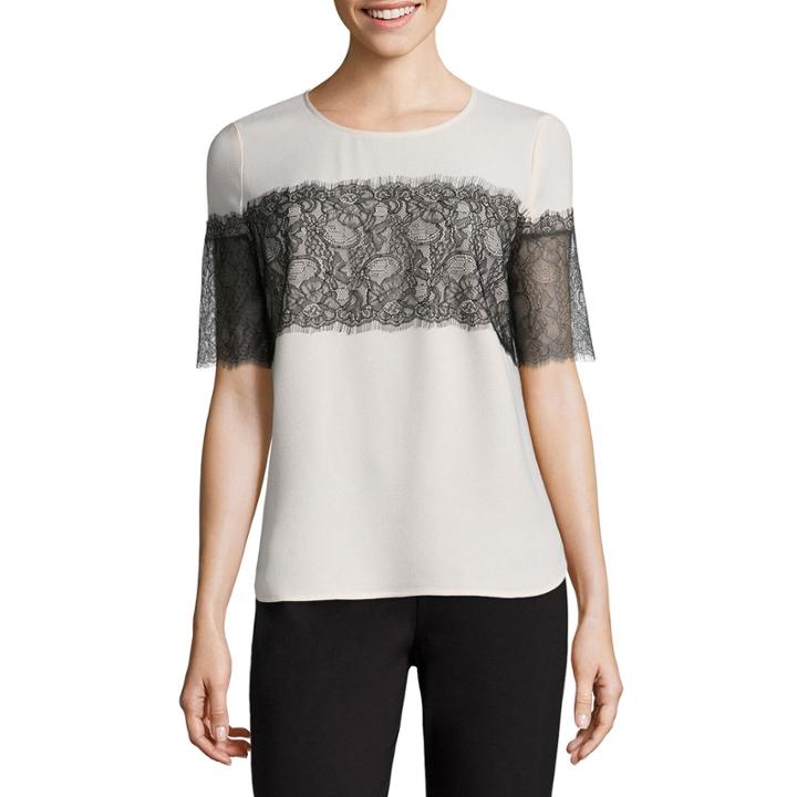 Liz Claiborne Short Sleeve Crew Neck Woven Blouse
