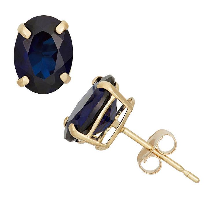Lab Created Blue Sapphire 10k Gold 8mm Stud Earrings