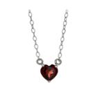 Genuine Garnet Sterling Silver Heart Pendant Necklace