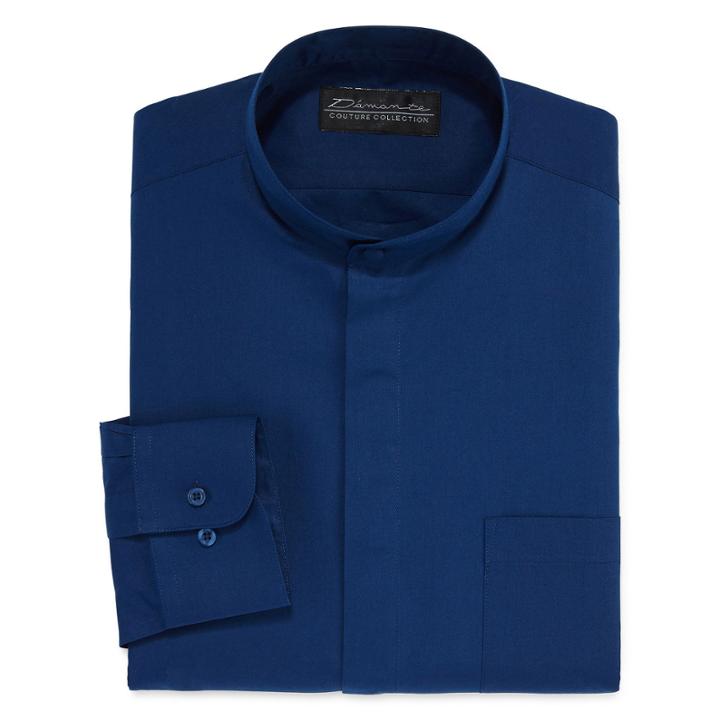D'amante Banded Collar Long Sleeve Dress Shirt