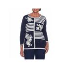 Alfred Dunner Montego Bay 3/4 Sleeve Crew Neck Layered Sweaters