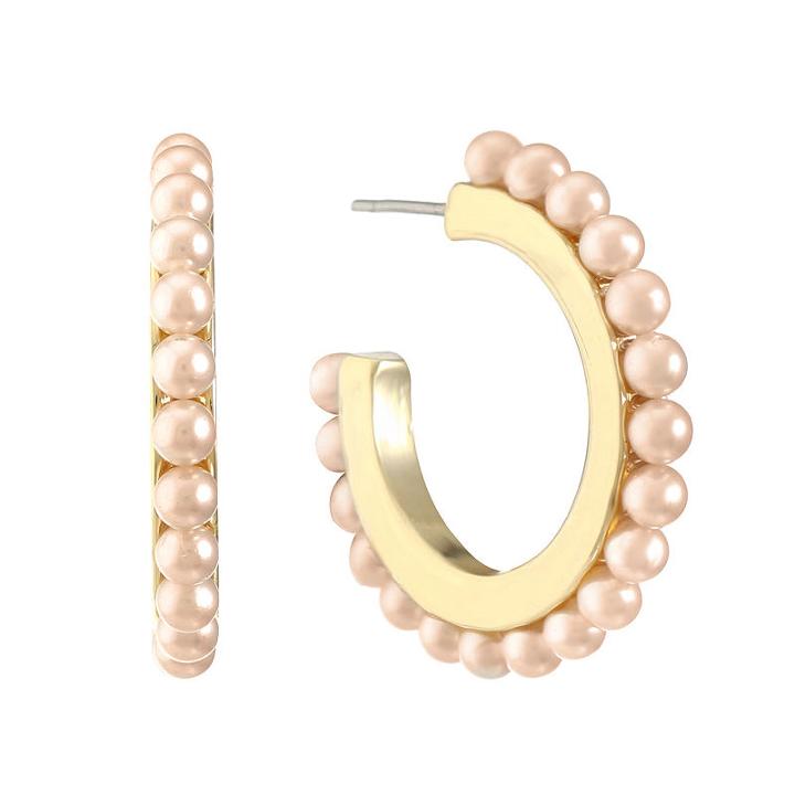 Monet Jewelry Pink 8mm Hoop Earrings