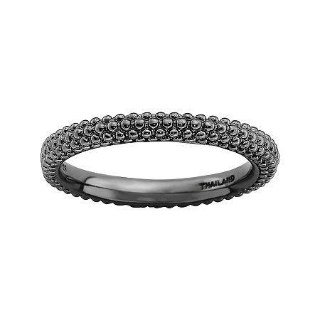 Personally Stackable Black Sterling Silver Beaded Dome Ring