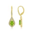 Green Peridot 14k Sterling Silver Drop Earrings