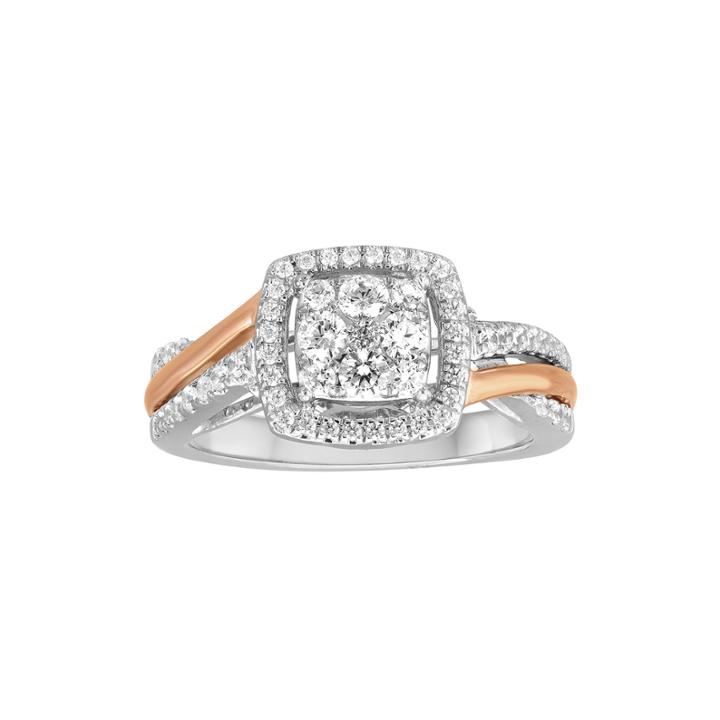 5/8 Ct. T.w. Diamond And Lab-created 10k Two-tone Gold Bypass Bridal Ring