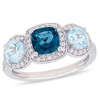 Womens 1/3 Ct. T.w. Blue Topaz Sterling Silver Cocktail Ring