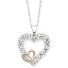 1/5 Ct. T.w. Diamond Double-heart 2-tone Sterling Pendant Necklace