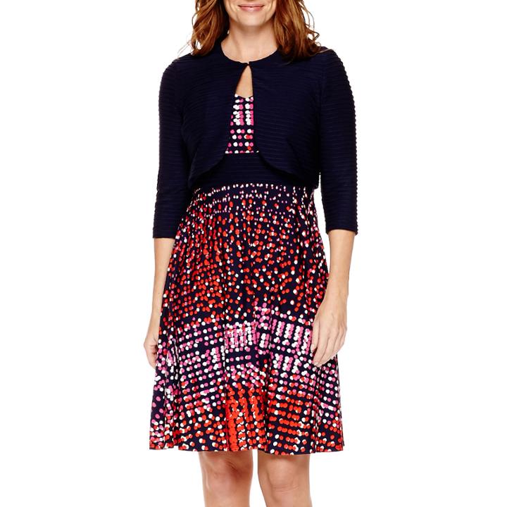 Danny & Nicole 3/4-sleeve Textured Jacket Dress - Petite