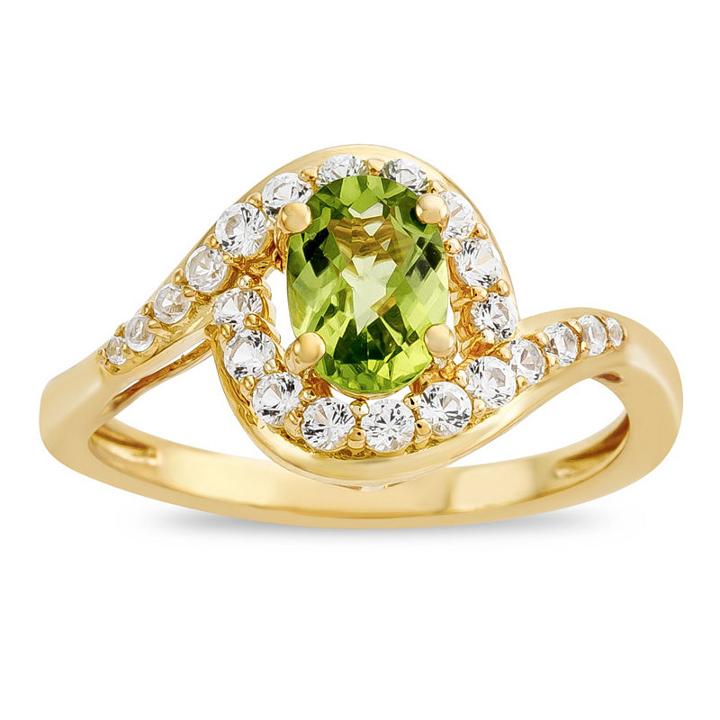 Womens Genuine Peridot Green Sterling Silver Cocktail Ring