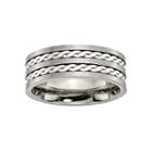 Personalized Mens 8mm Titanium & Sterling Silver Braided Inlay Wedding Band