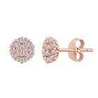 Round White Sapphire 14k Gold Over Silver Stud Earrings
