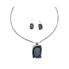 Mixit&trade; Gray Silver-tone Necklace And Earring Set