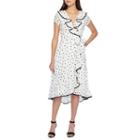 Danny & Nicole Short Sleeve Dots Wrap Dress