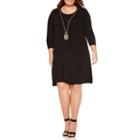 City Triangles 3/4-sleeve Knit A-line Dress With Necklace - Juniors Plus