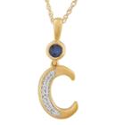 C Womens Lab Created Blue Sapphire 14k Gold Over Silver Pendant Necklace