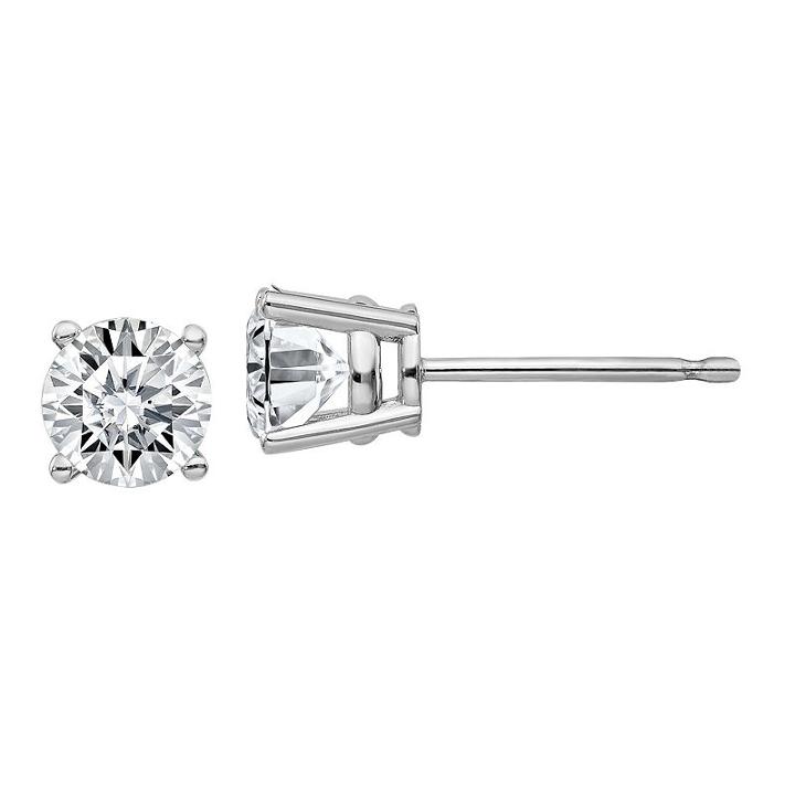 7/8 Ct. T.w. White Moissanite 14k White Gold 5mm Round Stud Earrings