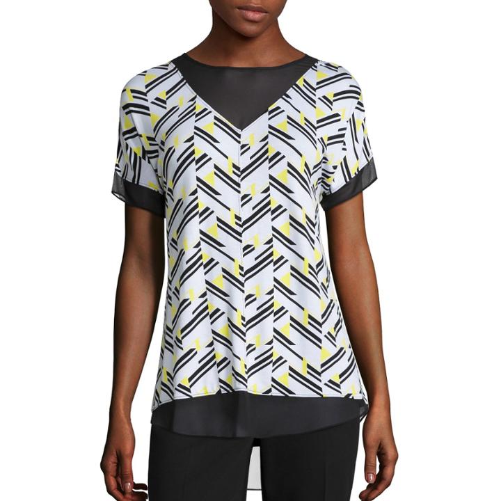 Worthington Short-sleeve Chiffon Mix Top