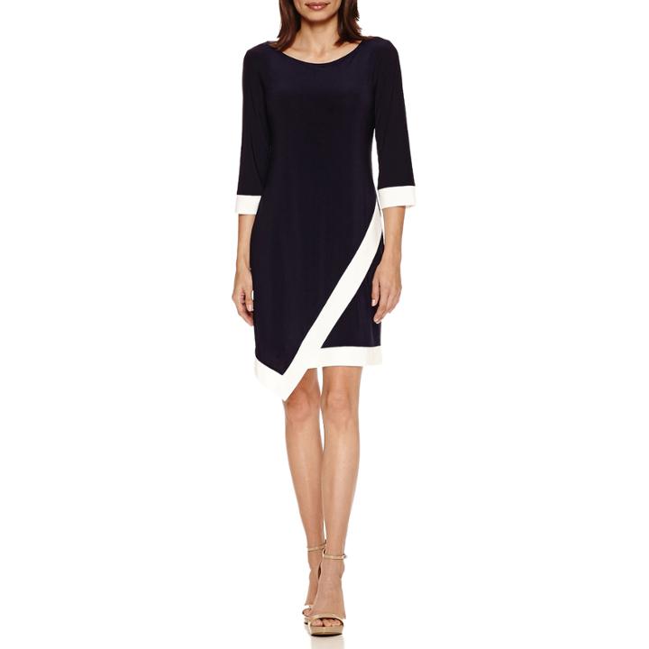 Tiana B 3/4 Sleeve Envelope Skirt Shift Dress-petites