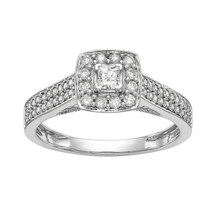 Womens 3/8 Ct. T.w. Genuine Multi-shape White Diamond 14k Gold Promise Ring