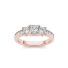2 Ct. T.w. Diamond 14k Rose Gold 3-stone Engagement Ring