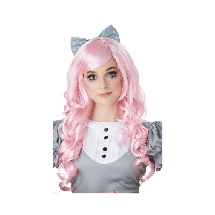 Pink Cosplay Doll Adult Wig W/ Clip On Bow