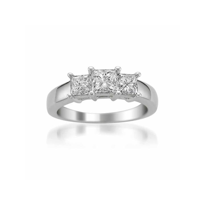 Womens 1 1/2 Ct. T.w. Princess Diamond 14k Gold 3-stone Ring