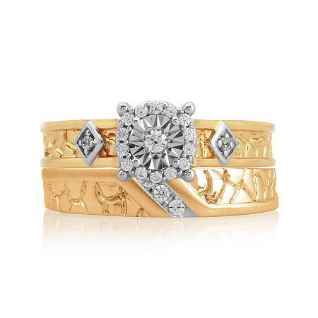 1/5 Ct. T.w. Diamond 14k Yellow Gold Nugget Bridal Ring Set