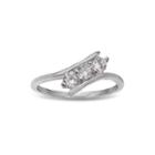 Cubic Zirconia Sterling Silver 3-stone Ring